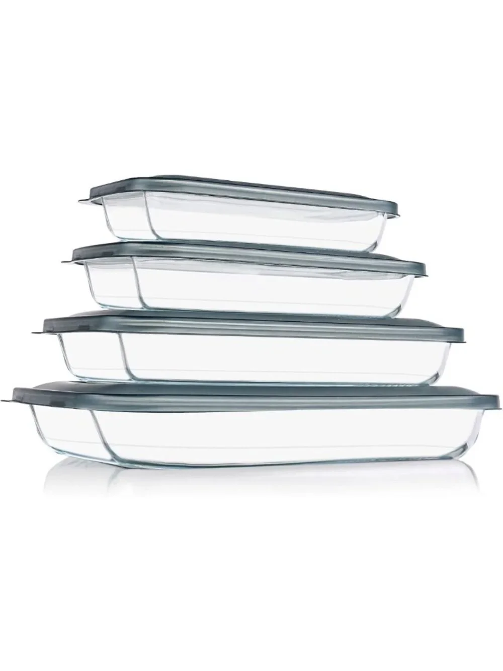 8-Piece Rectangular Glass Bakeware Set with Lids for Lasagna & Casseroles